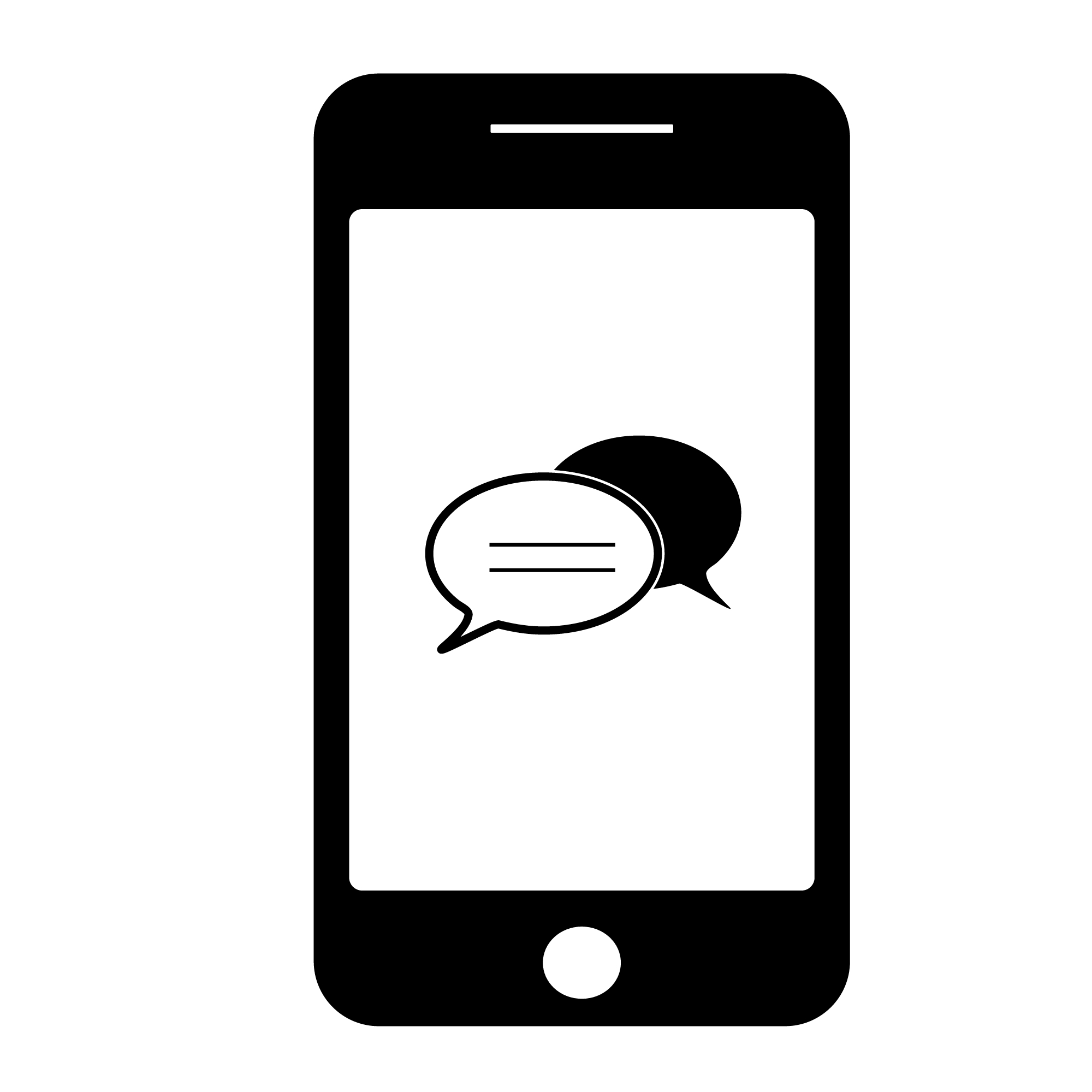 Shutterstock_1475812742 Smartphone, mobile phone smartphone device gadget. telephone icon with Speech bubble message icon communication symbol.- vector.